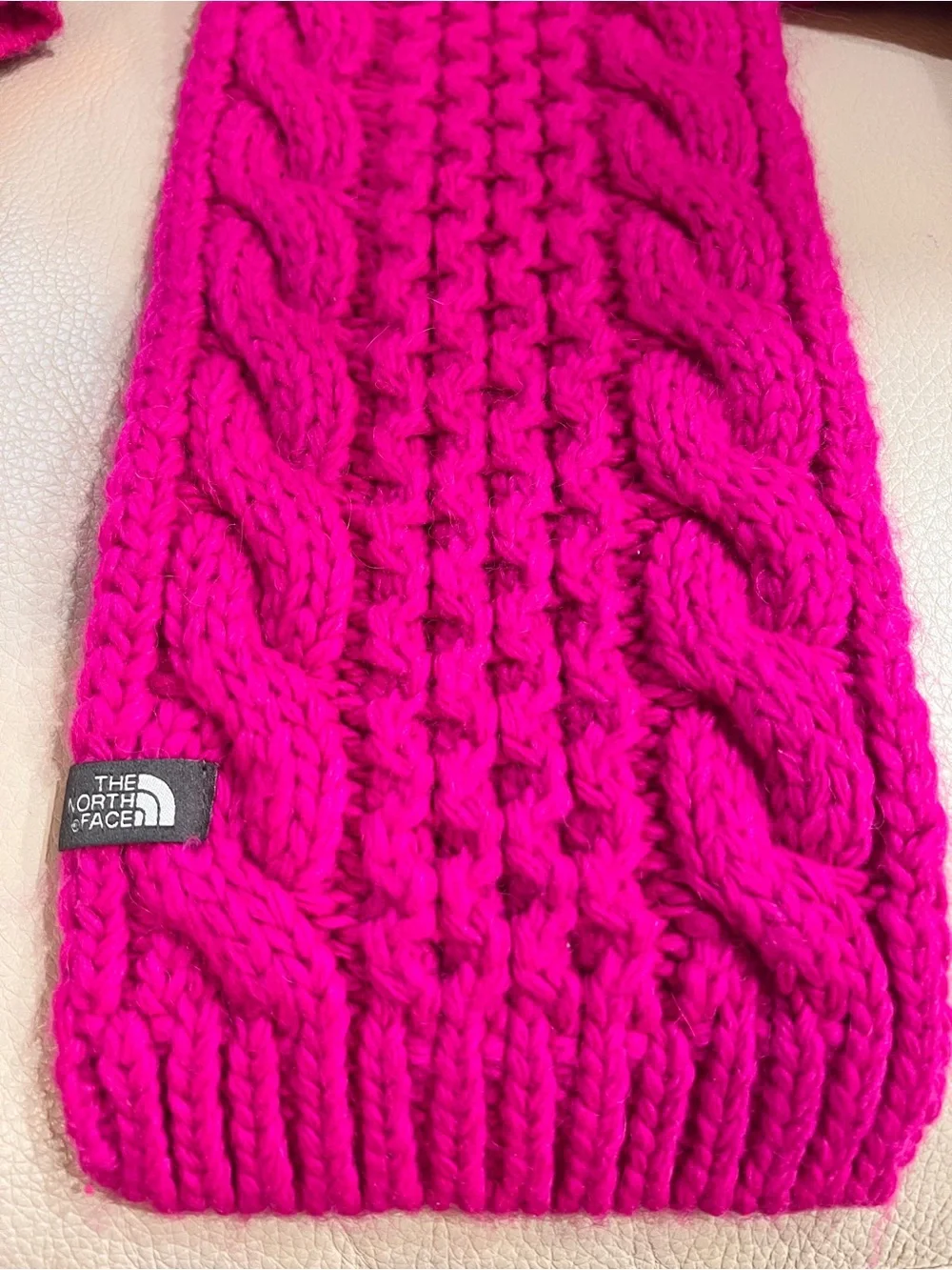 The North Face Hot Pink Cable-Knit Hat, Scarf & Mittens Set